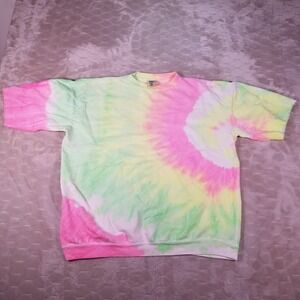 VTG Gitano Tie Dyed Short Sleeve Sweatshirt OSFA Fits XL CHOPPED See Pics